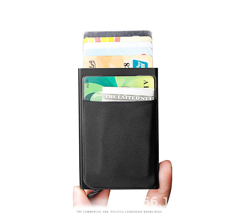 Men's Protection Cover Aluminum Alloy Side Push Card Holder