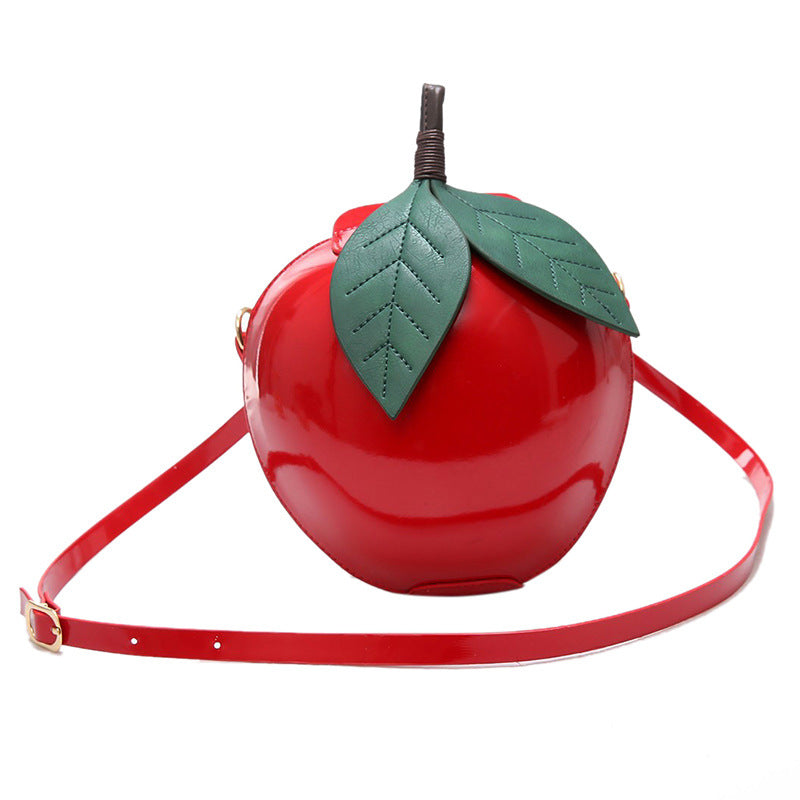 Women's Personalized Apple Pouch Two-color Glossy Hard Shoulder Bags