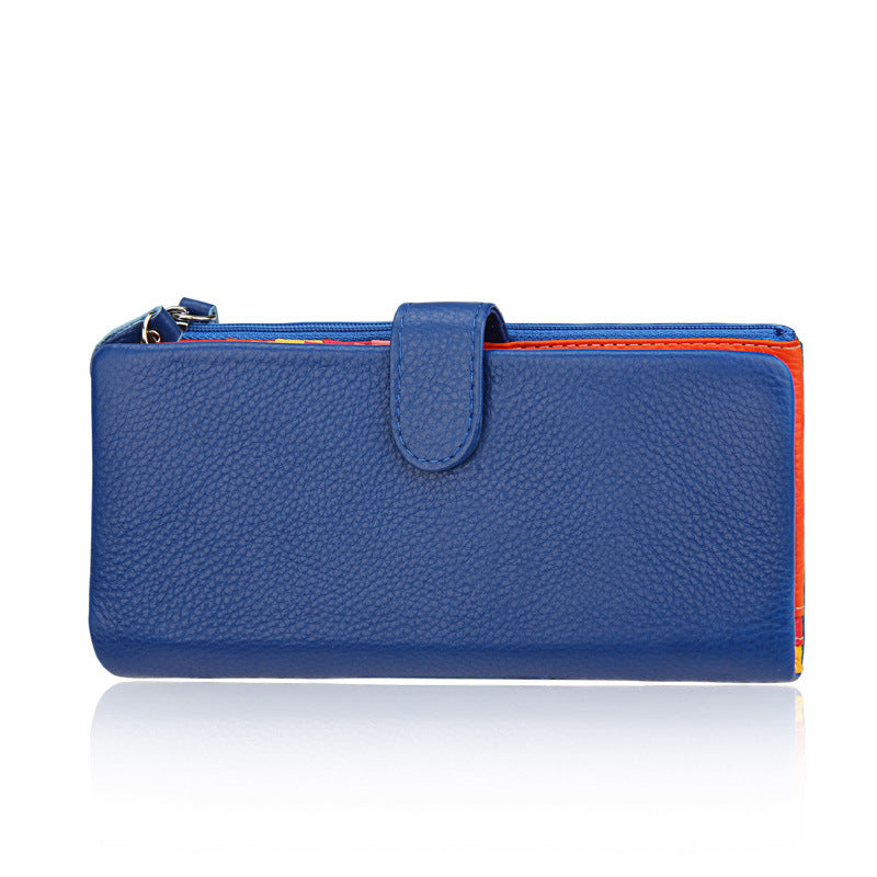 Women's Cowhide Long Multifunctional Multiple Slots Ladies Wallets