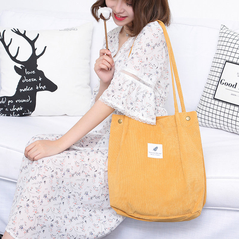 Women's Large Capacity Totes Shopping Canvas Corduroy Shoulder Bags