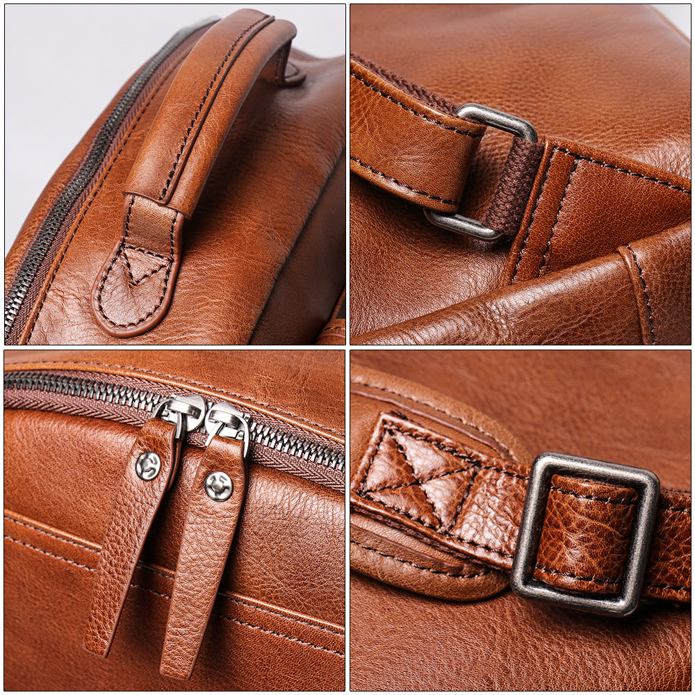 Men's Beautiful First Layer Cowhide Retro Backpacks