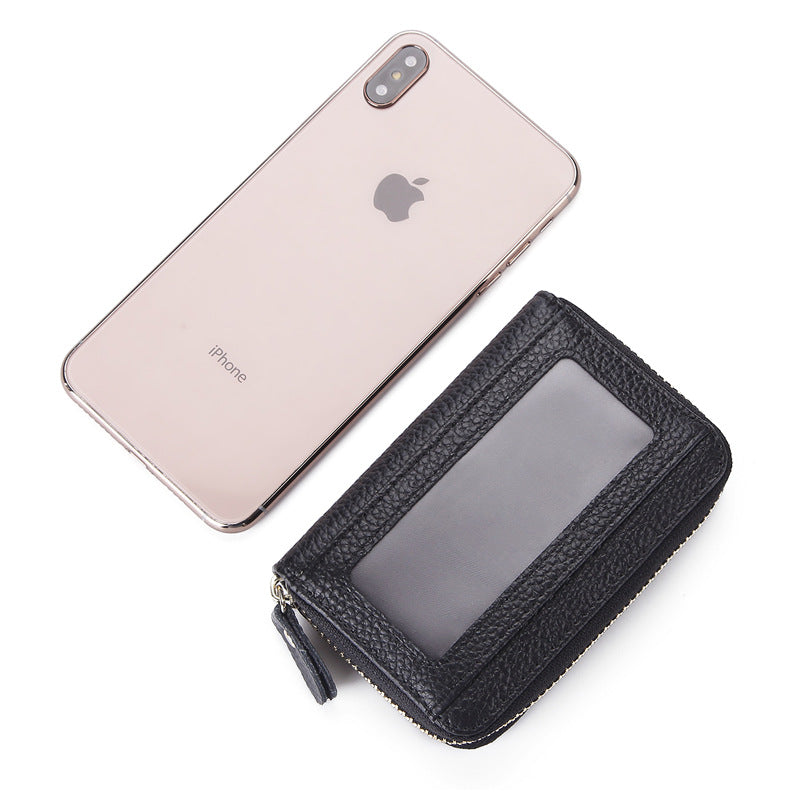 Women's & Men's & Genuine Leather Swiping Expanding Card Holder