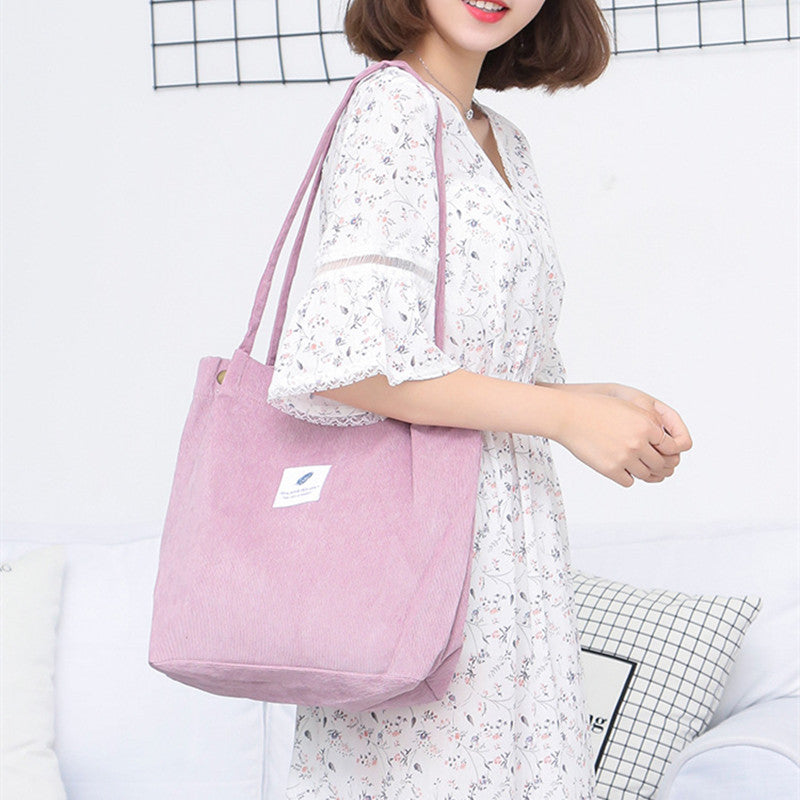 Women's Large Capacity Totes Shopping Canvas Corduroy Shoulder Bags