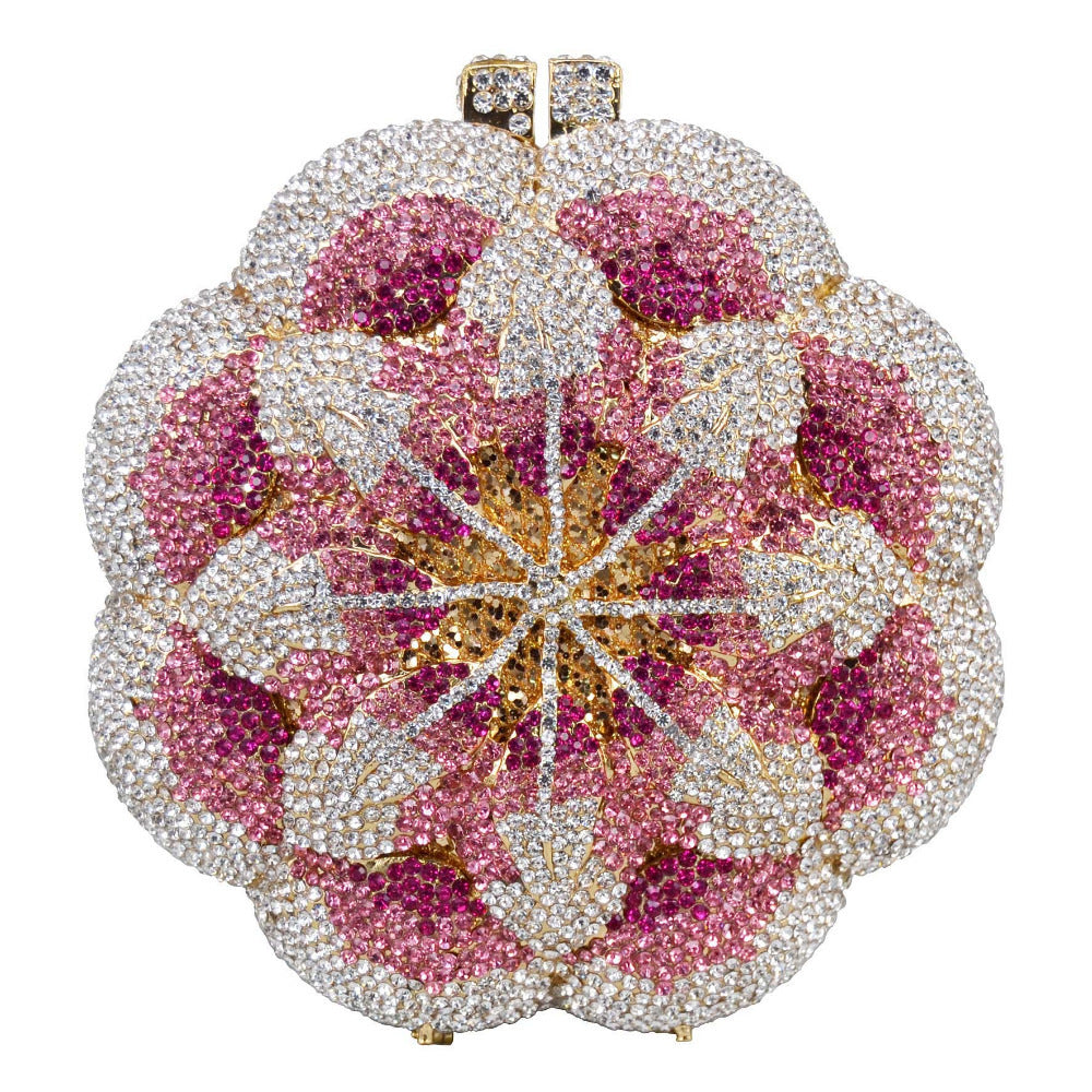 Women's Rose Rhinestone Hollow Metal Crystal Dinner Evening Bags