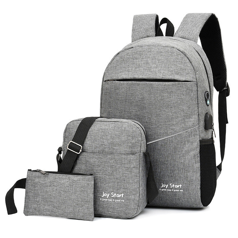 Men's Comfortable Three-piece Charging Leisure Fashion Backpacks