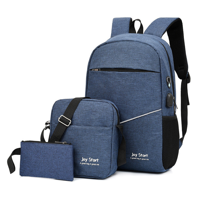Men's Comfortable Three-piece Charging Leisure Fashion Backpacks