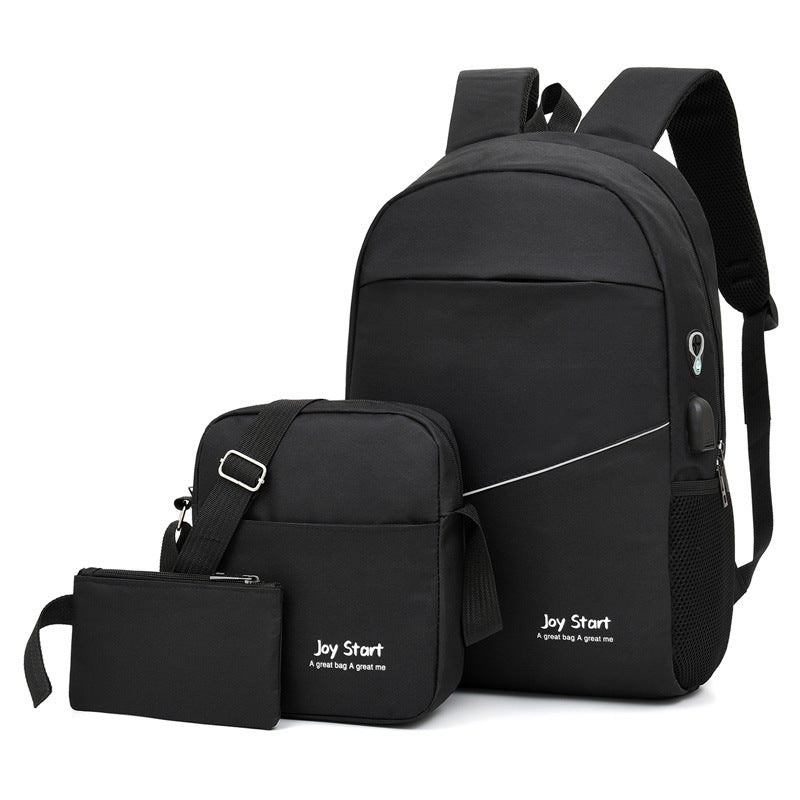 Men's Comfortable Three-piece Charging Leisure Fashion Backpacks