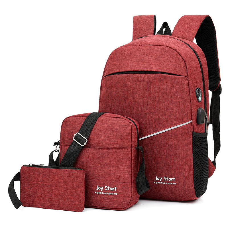 Men's Comfortable Three-piece Charging Leisure Fashion Backpacks