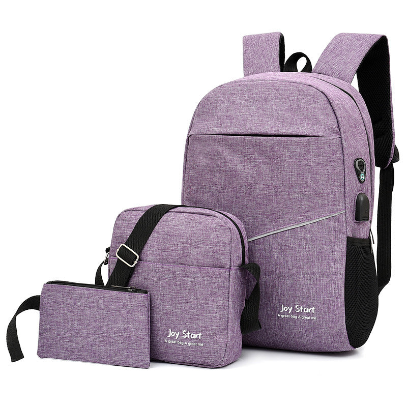 Men's Comfortable Three-piece Charging Leisure Fashion Backpacks