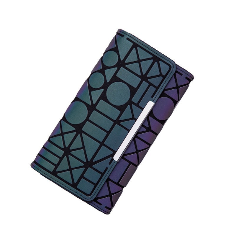 Women's Geometric Luminous Long Rhombus Large Colorful Ladies Wallets