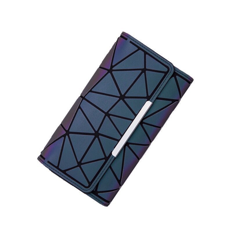 Women's Geometric Luminous Long Rhombus Large Colorful Ladies Wallets
