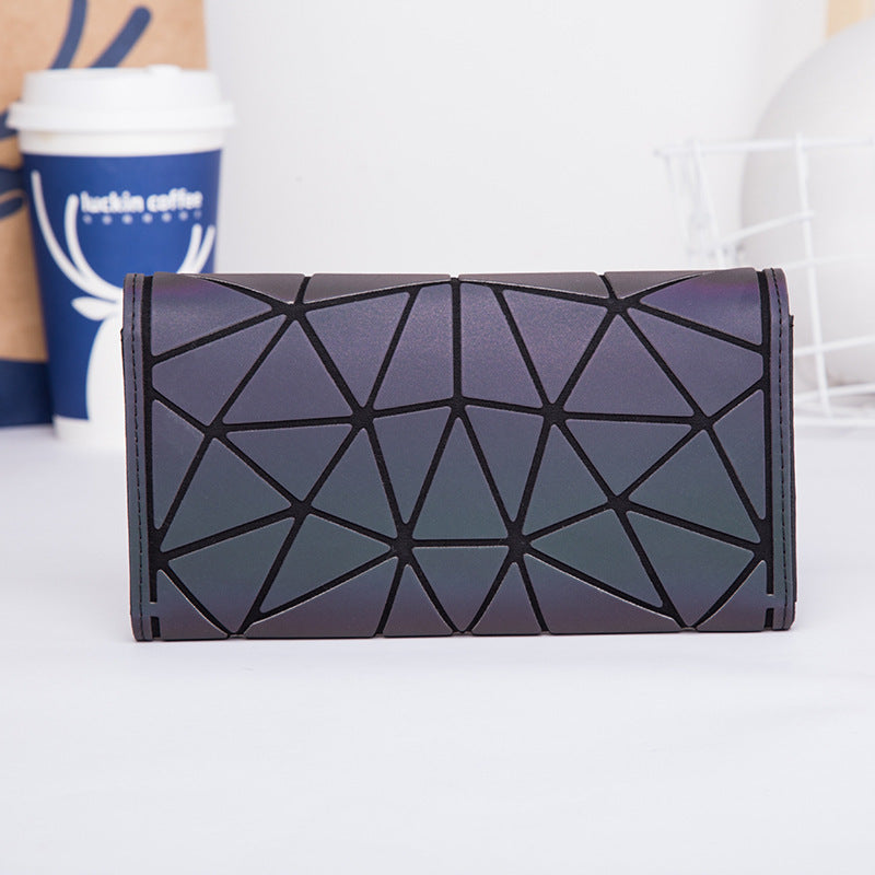 Women's Geometric Luminous Long Rhombus Large Colorful Ladies Wallets
