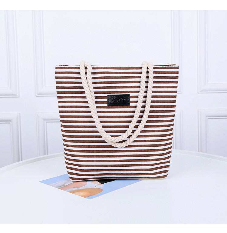 Women's Canvas Single Striped Large Capacity Private Shoulder Bags
