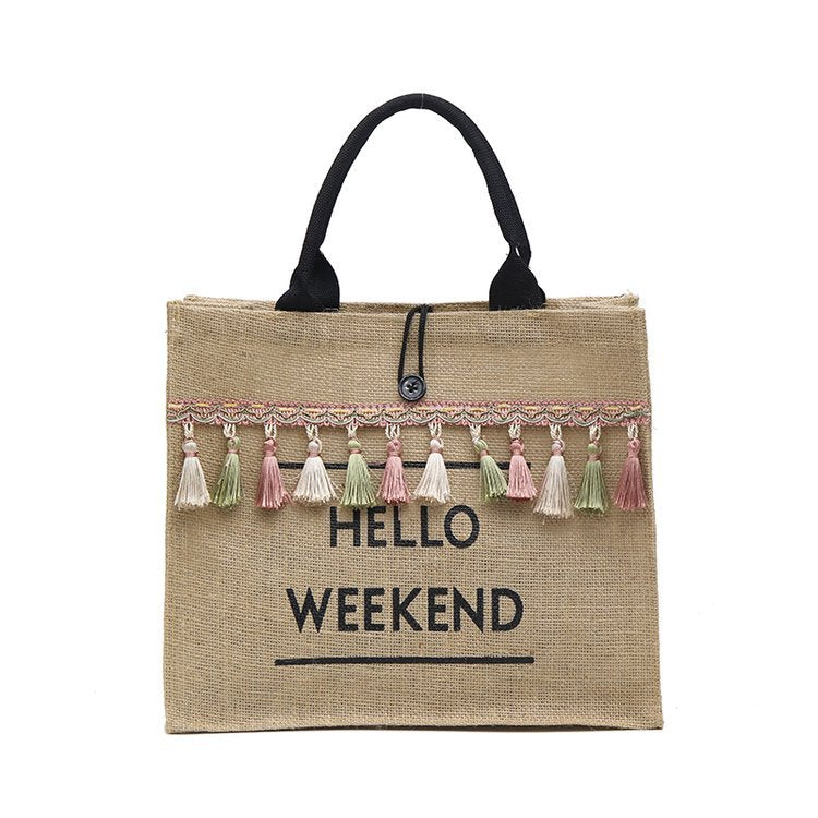 Women's Portable Linen Large Capacity Korean Style Shoulder Bags