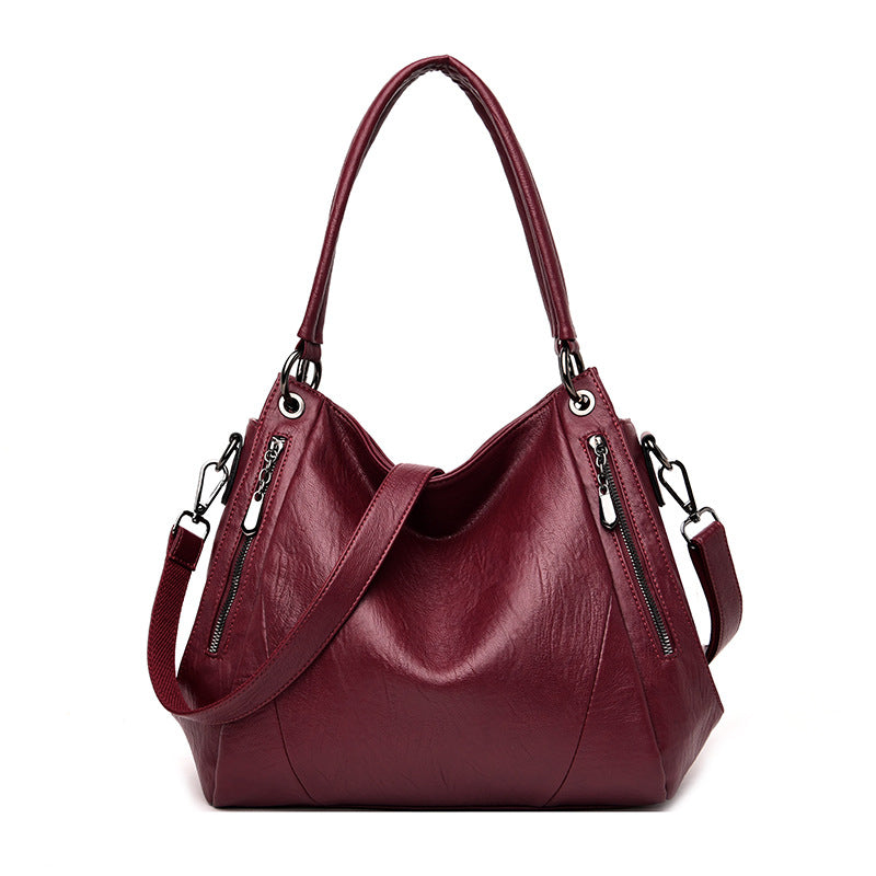 Women's Spring Large Capacity Soft Leather Mother Shoulder Bags