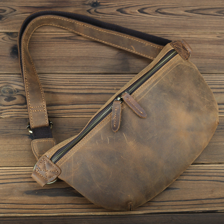 Men's Ancient Hipster Summer Retro Crazy Horse Leather First Men's Shoulder Bags