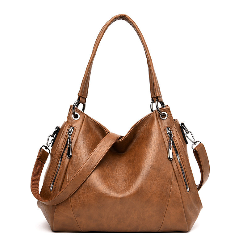 Women's Spring Large Capacity Soft Leather Mother Shoulder Bags