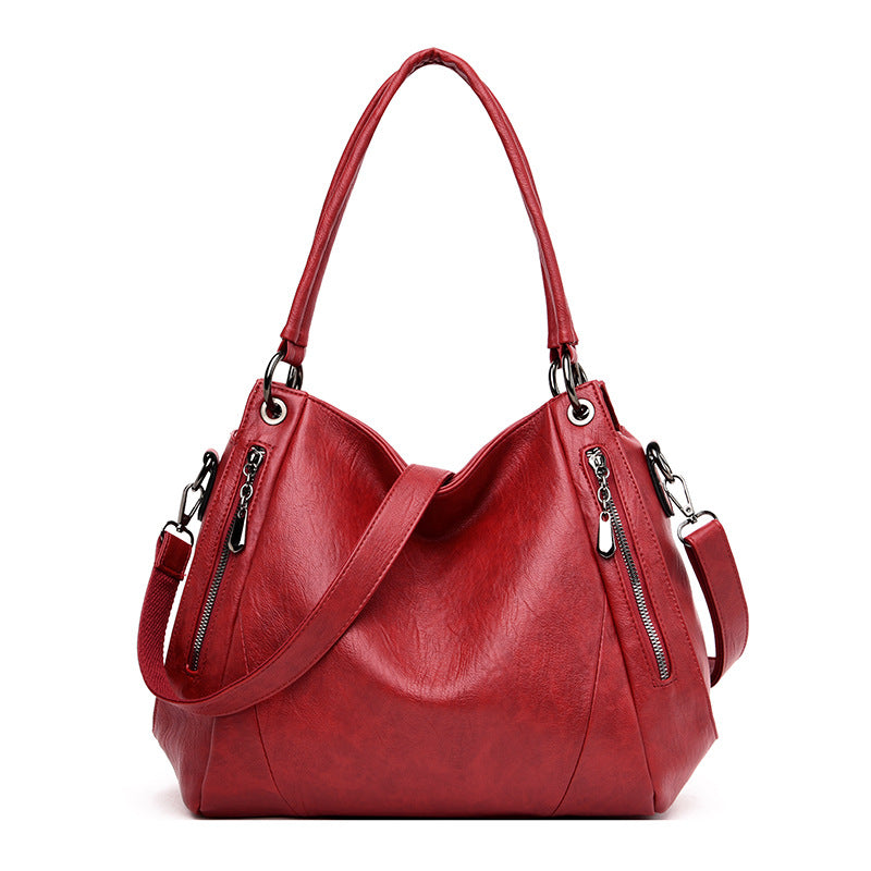 Women's Spring Large Capacity Soft Leather Mother Shoulder Bags