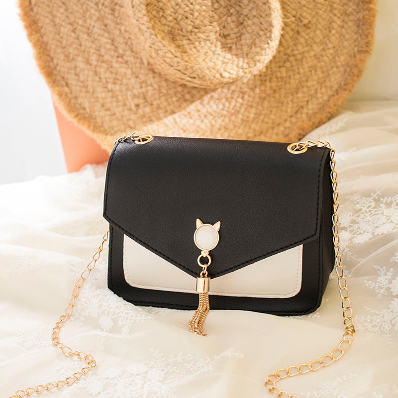 Women's Korean Contrast Color Tassel Cat Ear Phone Bags