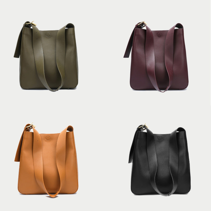 Women's Leather Versatile Korean Style Cowhide Big Shoulder Bags