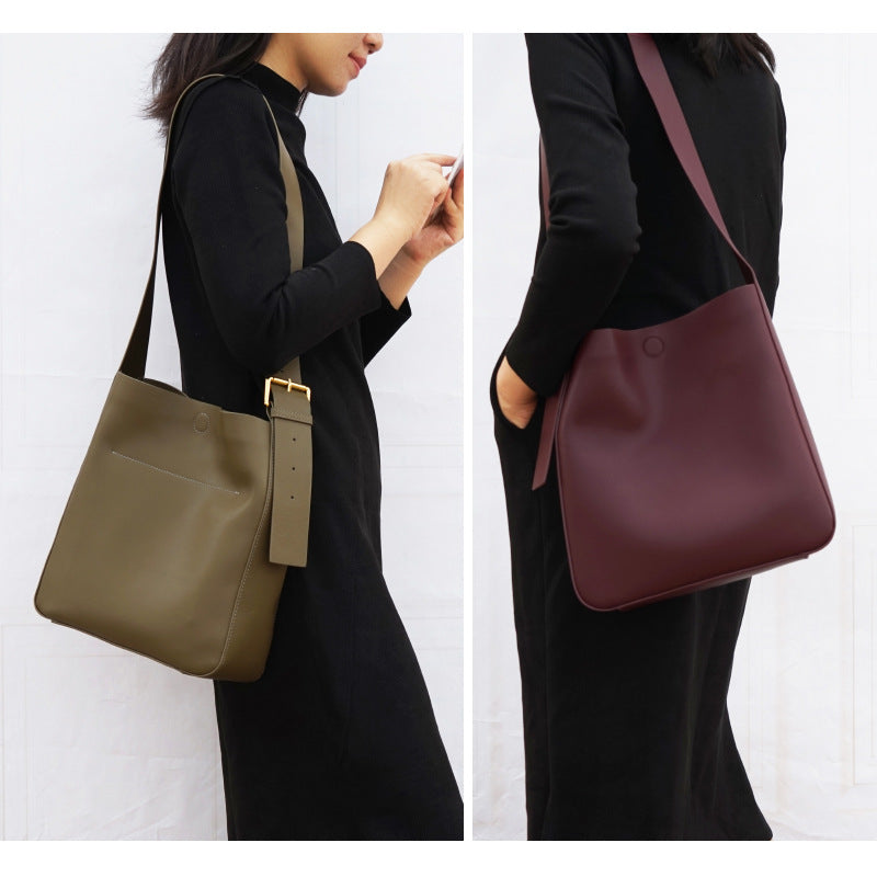 Women's Leather Versatile Korean Style Cowhide Big Shoulder Bags