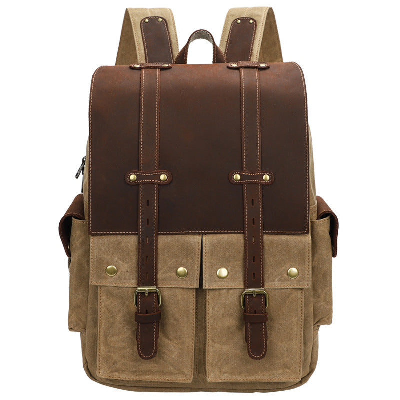 Men's Large Capacity Inch Computer Crazy Horse Backpacks