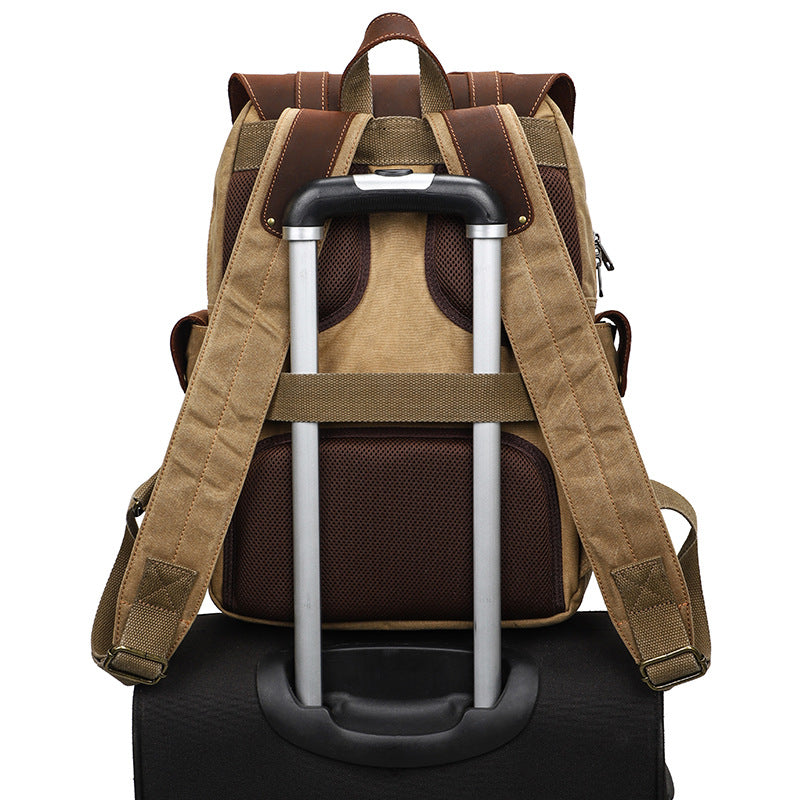 Men's Large Capacity Inch Computer Crazy Horse Backpacks