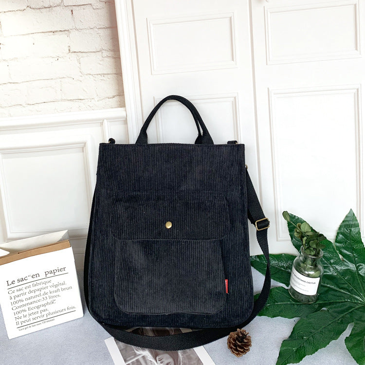 Corduroy Female Canvas Large Capacity Artistic Crossbody Bags