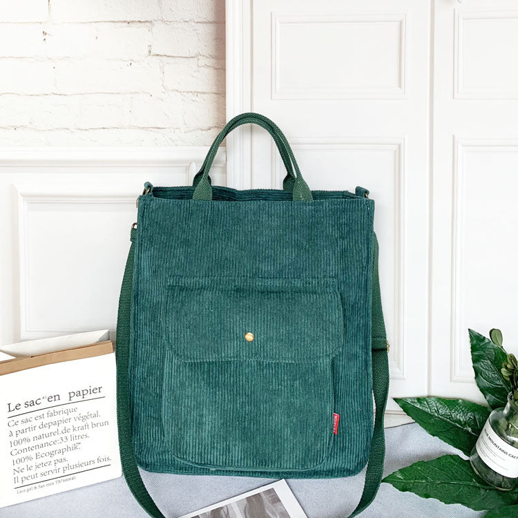 Corduroy Female Canvas Large Capacity Artistic Crossbody Bags