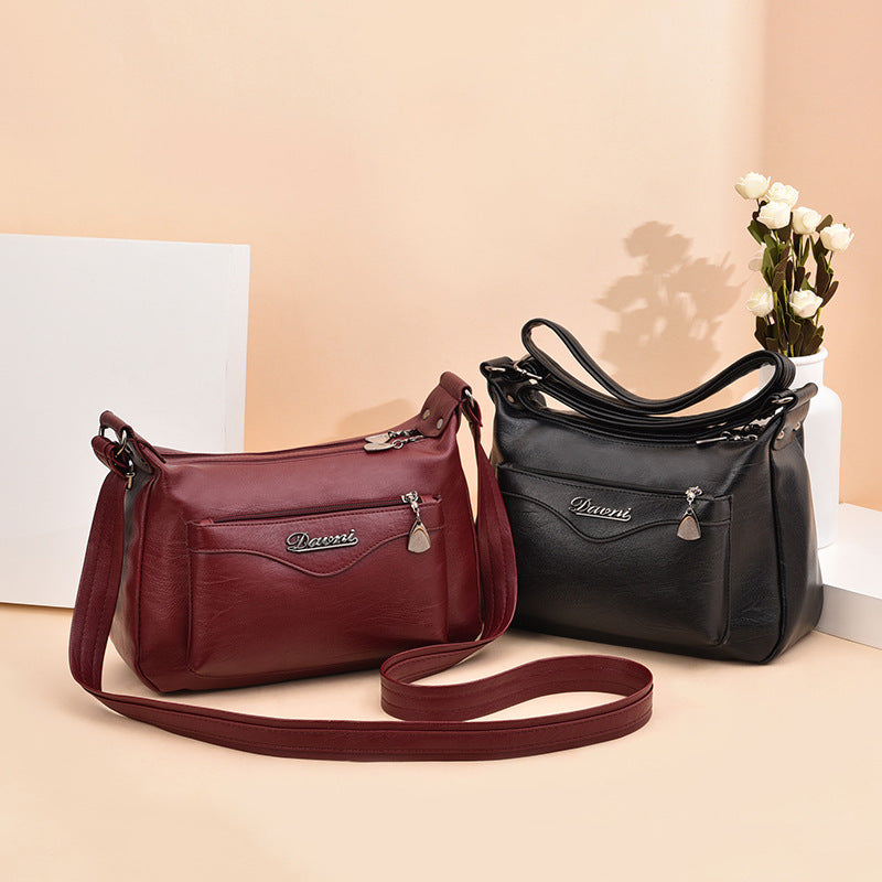 Women's Fashionable Mom Large Capacity Soft Leather Shoulder Bags