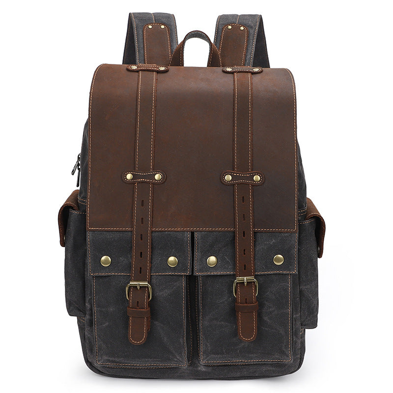 Men's Large Capacity Inch Computer Crazy Horse Backpacks