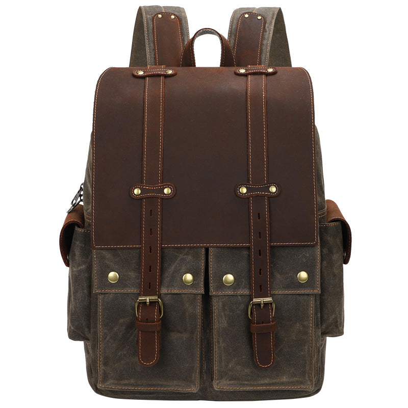 Men's Large Capacity Inch Computer Crazy Horse Backpacks