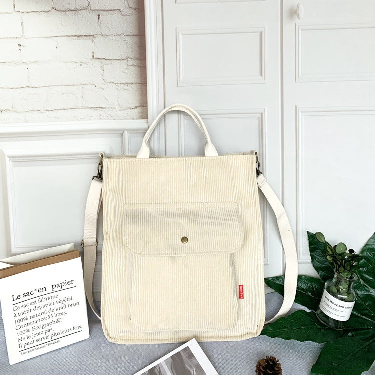 Corduroy Female Canvas Large Capacity Artistic Crossbody Bags
