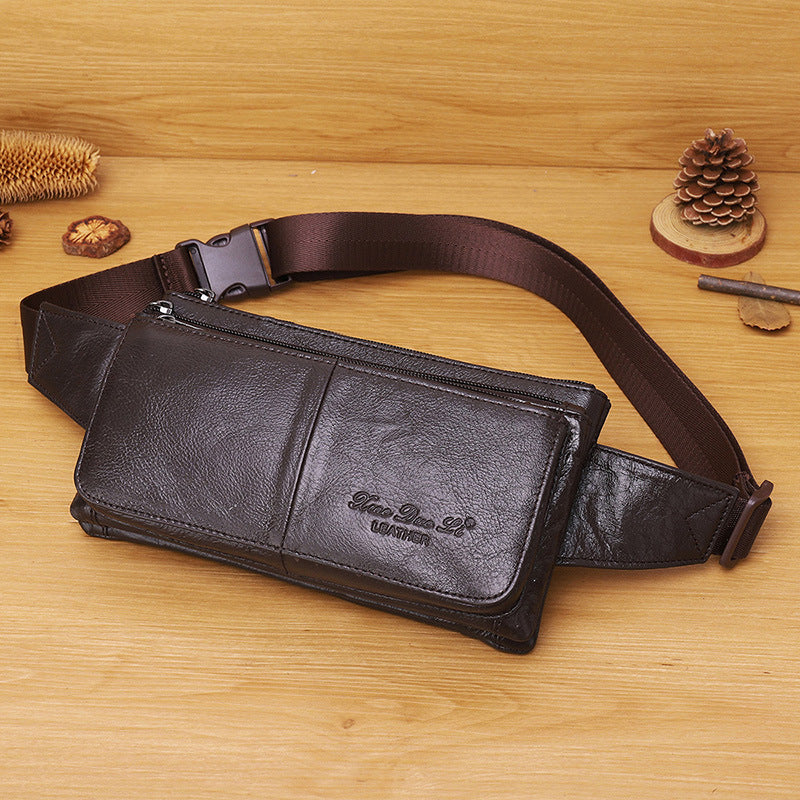 Charming New Cattle Leather Mini Document Men's Waist Packs