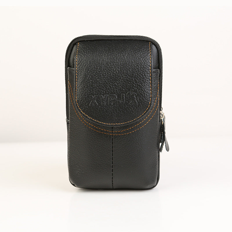 Men's Leather Round Head Vertical Zipper Men's Waist Packs
