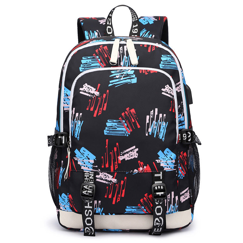 Women's & Men's & Couple Oxford Cloth Printed Fashion Large Backpacks
