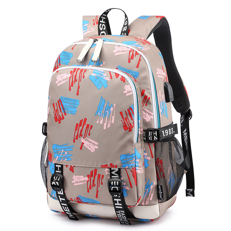 Women's & Men's & Couple Oxford Cloth Printed Fashion Large Backpacks