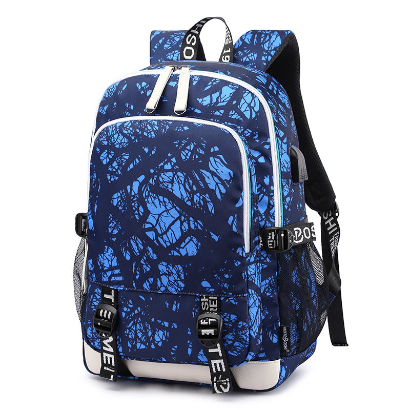 Women's & Men's & Couple Oxford Cloth Printed Fashion Large Backpacks