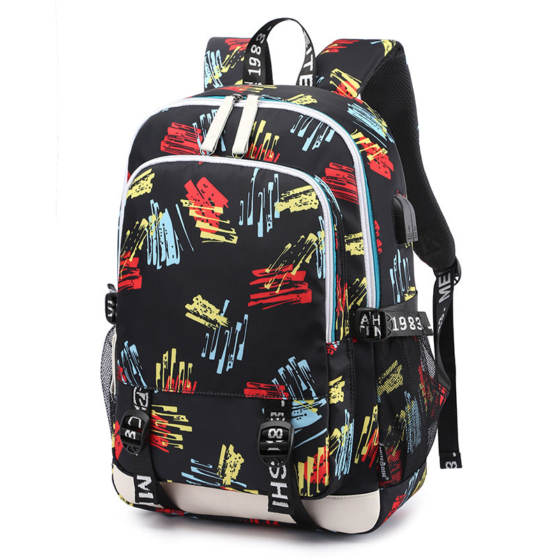 Women's & Men's & Couple Oxford Cloth Printed Fashion Large Backpacks