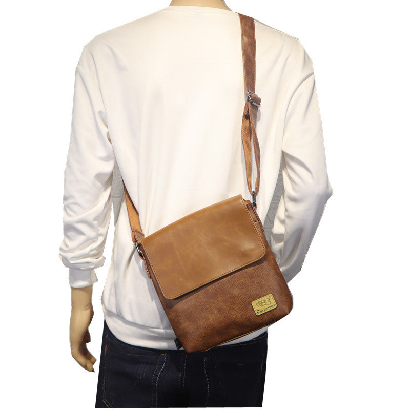 Men's Green Trendy Vertical Style Flip Men's Shoulder Bags