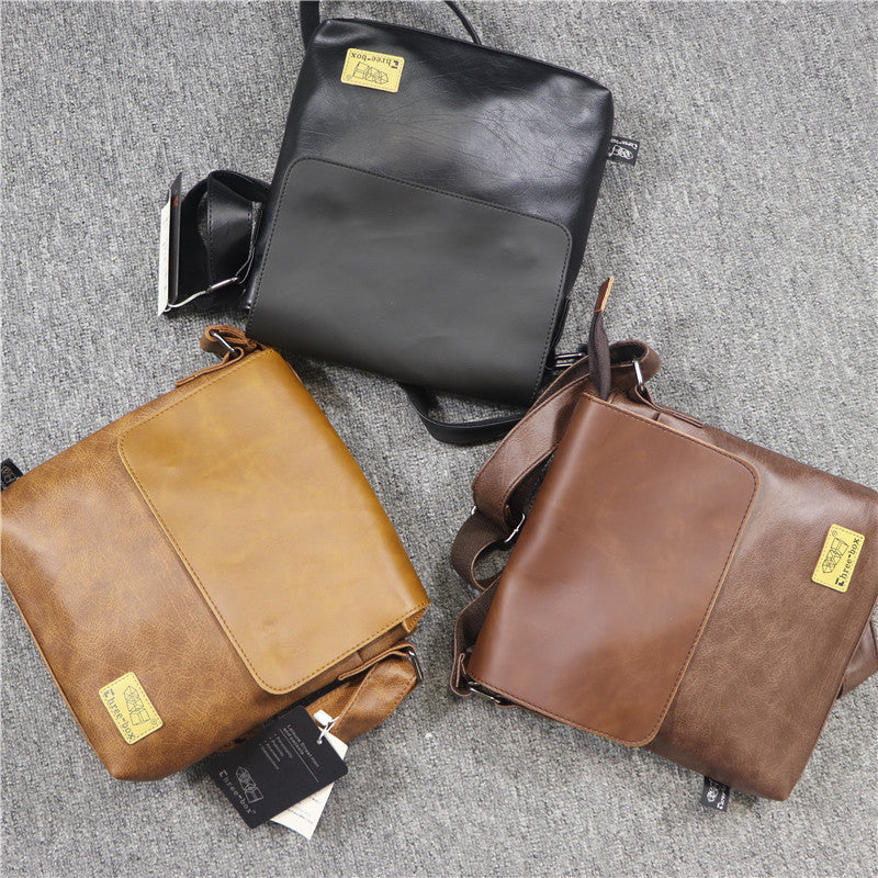 Men's Green Trendy Vertical Style Flip Men's Shoulder Bags