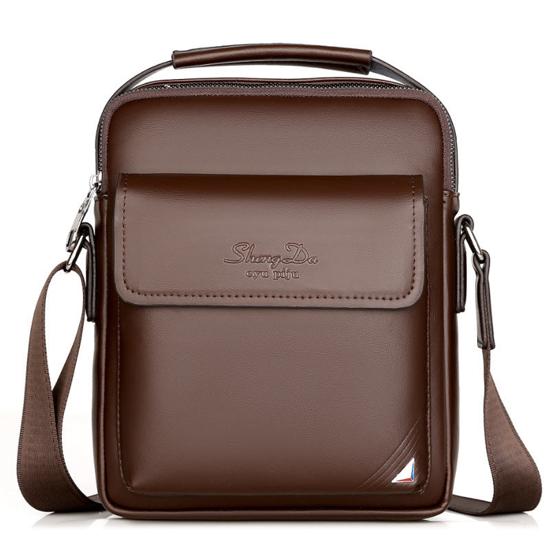 Men's First Layer Cowhide Korean Leather Vertical Bags