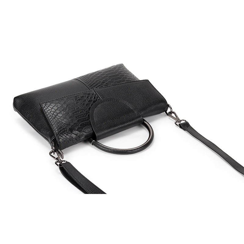 Women's First Layer Cowhide Embossed Crocodile Pattern Crossbody Bags