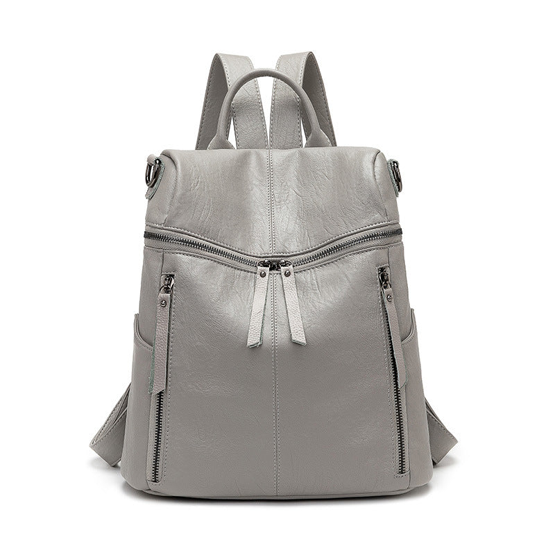 Women's Soft Leather Lightweight Korean Style Large Capacity Backpacks