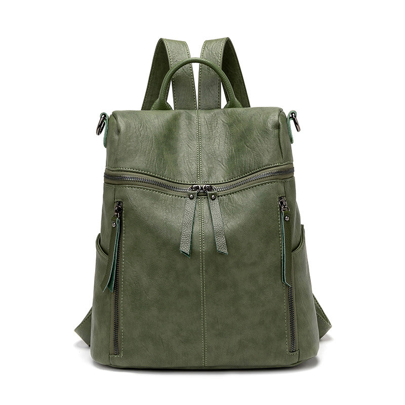 Women's Soft Leather Lightweight Korean Style Large Capacity Backpacks
