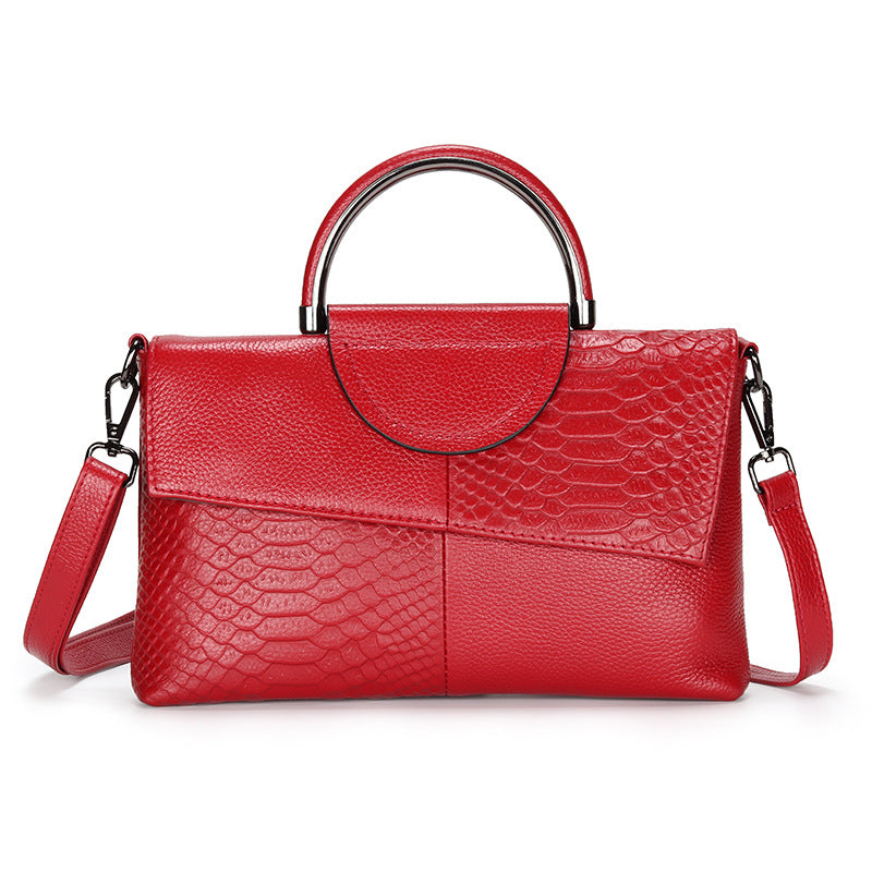 Women's First Layer Cowhide Embossed Crocodile Pattern Crossbody Bags