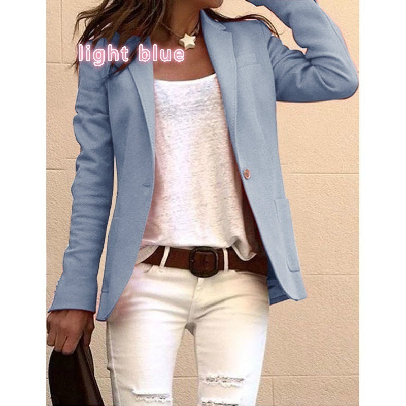 Women's Candy Color Long Sleeve Commuter Style Coats