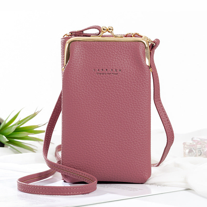 Korean Style Fashion Litchi Pattern Solid Phone Bags