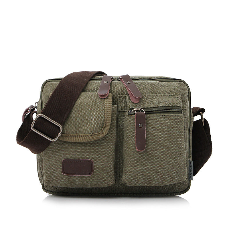 Men's Fashion Solid Color Canvas Trendy Cool Men's Shoulder Bags