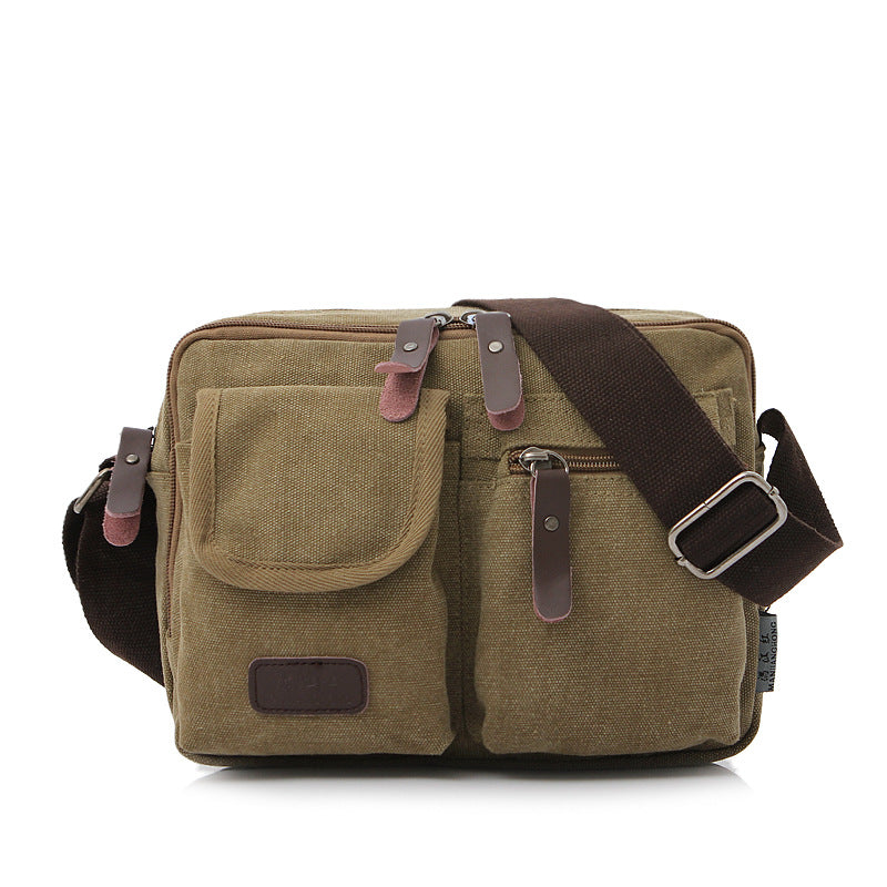 Men's Fashion Solid Color Canvas Trendy Cool Men's Shoulder Bags